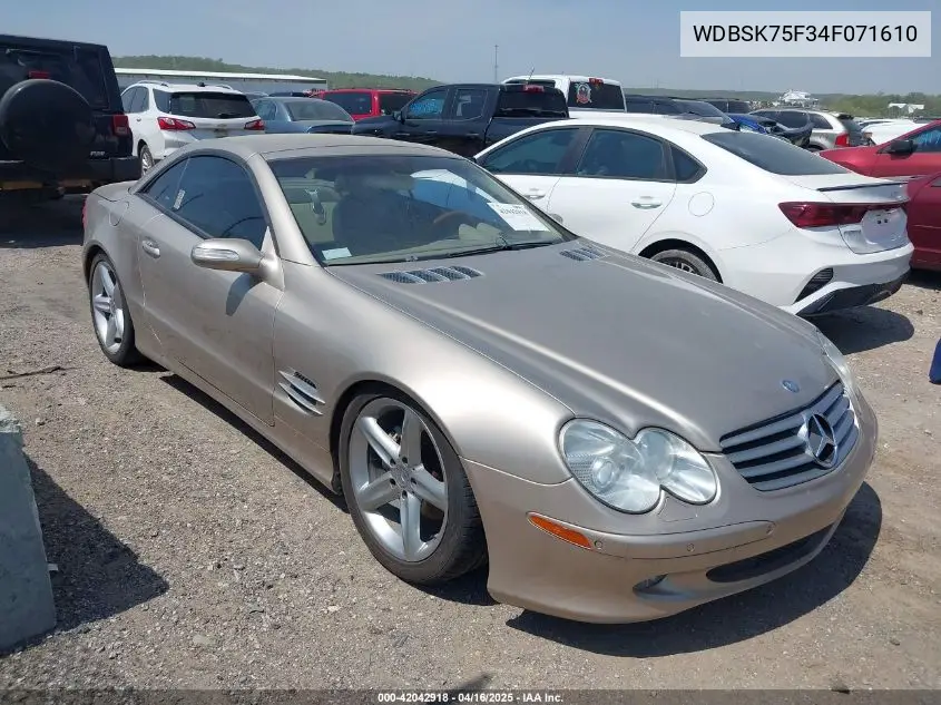 2004 Mercedes-Benz Sl 500 VIN: WDBSK75F34F071610 Lot: 42042918