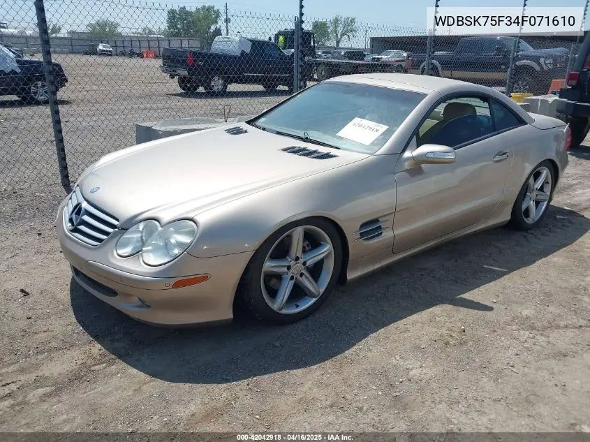 2004 Mercedes-Benz Sl 500 VIN: WDBSK75F34F071610 Lot: 42042918