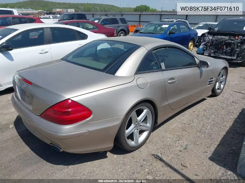 2004 Mercedes-Benz Sl 500 VIN: WDBSK75F34F071610 Lot: 42042918