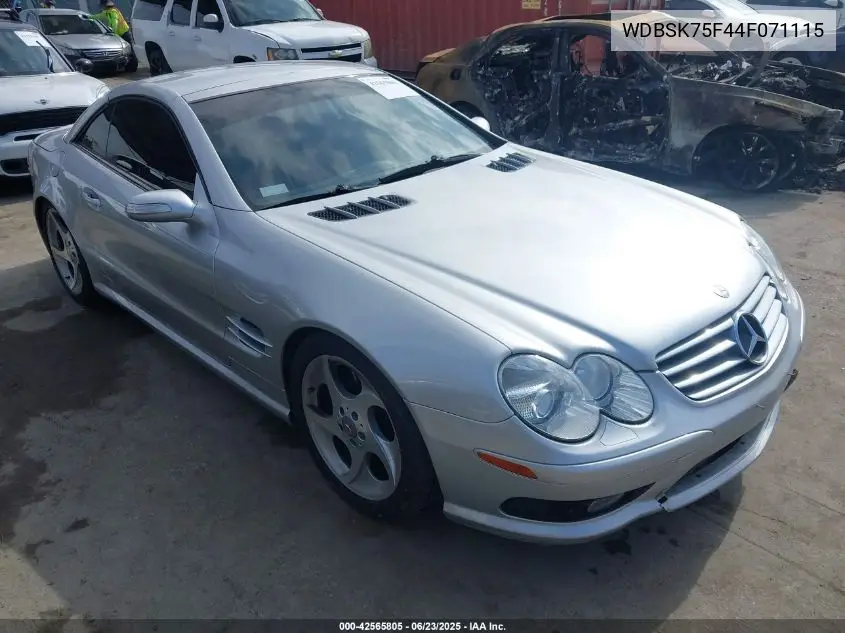 2004 Mercedes-Benz Sl 500 VIN: WDBSK75F44F071115 Lot: 42565805