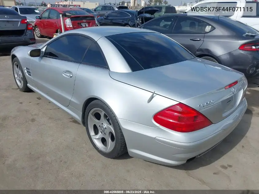 2004 Mercedes-Benz Sl 500 VIN: WDBSK75F44F071115 Lot: 42565805