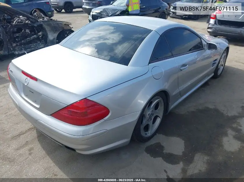 2004 Mercedes-Benz Sl 500 VIN: WDBSK75F44F071115 Lot: 42565805