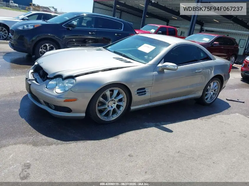 2004 Mercedes-Benz Sl 500 VIN: WDBSK75F94F067237 Lot: 42598119