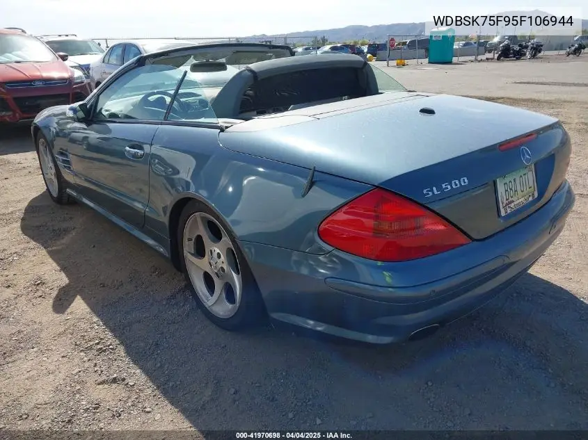 2005 Mercedes-Benz Sl 500 VIN: WDBSK75F95F106944 Lot: 41970698