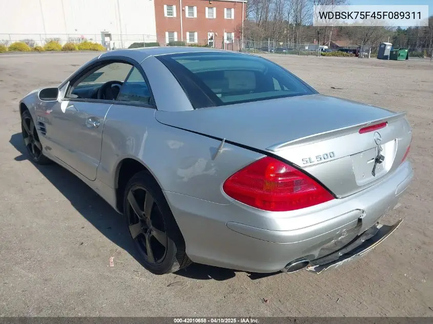 2005 Mercedes-Benz Sl 500 VIN: WDBSK75F45F089311 Lot: 42010658