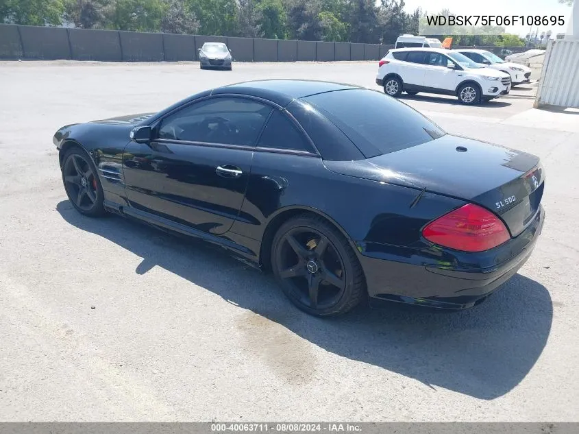 2006 Mercedes-Benz Sl 500 VIN: WDBSK75F06F108695 Lot: 40063711