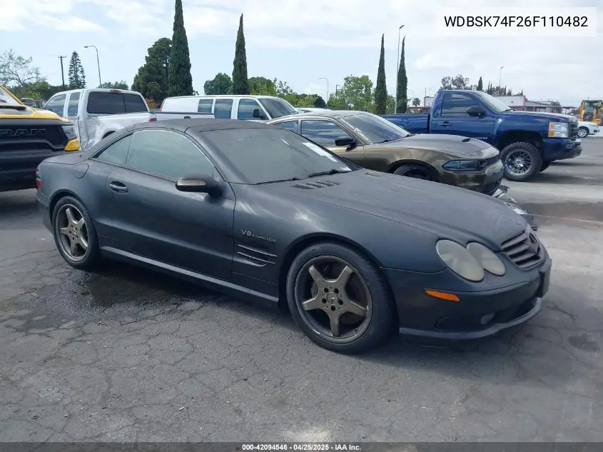2006 Mercedes-Benz Sl-Class 5.5L Amg VIN: WDBSK74F26F110482 Lot: 42094546