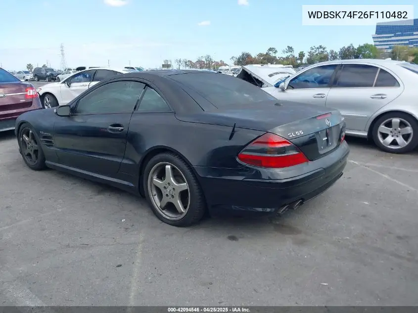 2006 Mercedes-Benz Sl-Class 5.5L Amg VIN: WDBSK74F26F110482 Lot: 42094546