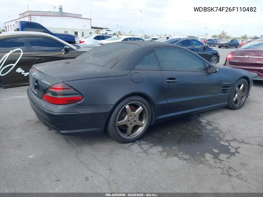 2006 Mercedes-Benz Sl-Class 5.5L Amg VIN: WDBSK74F26F110482 Lot: 42094546
