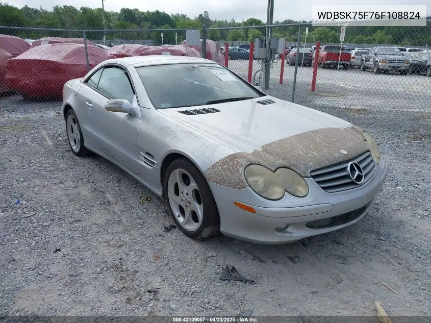 2006 Mercedes-Benz Sl 500 VIN: WDBSK75F76F108824 Lot: 42109057