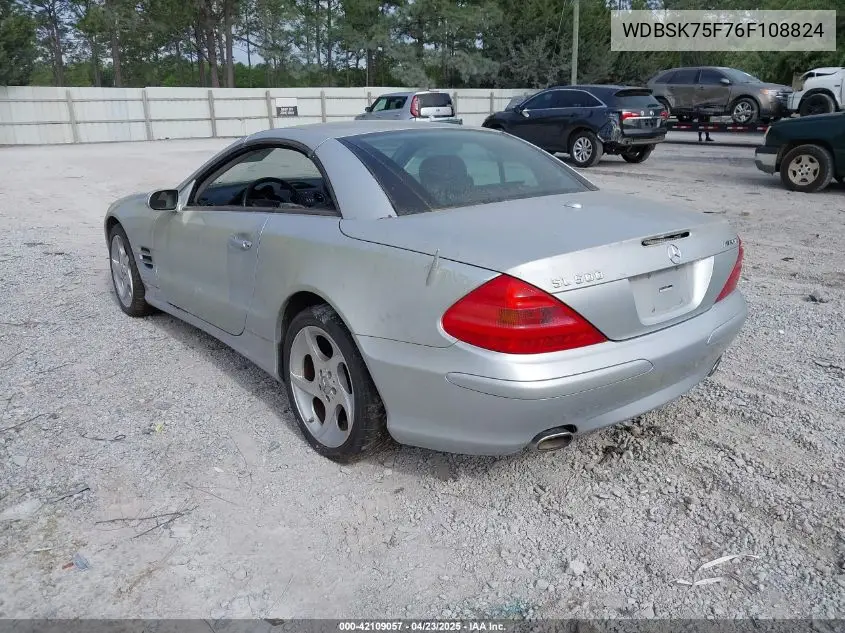 2006 Mercedes-Benz Sl 500 VIN: WDBSK75F76F108824 Lot: 42109057