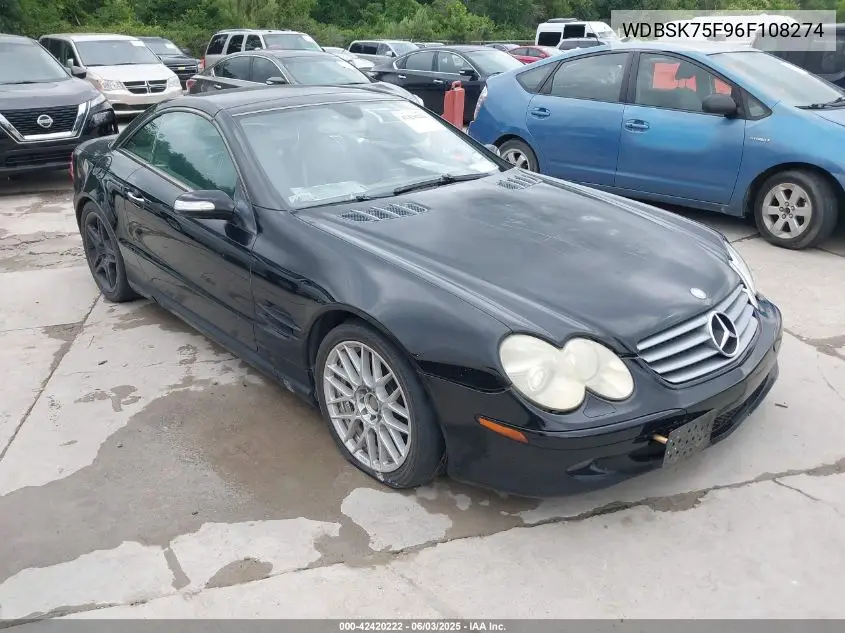 2006 Mercedes-Benz Sl 500 VIN: WDBSK75F96F108274 Lot: 42420222