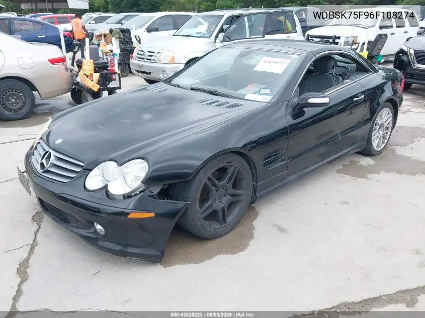 2006 Mercedes-Benz Sl 500 VIN: WDBSK75F96F108274 Lot: 42420222