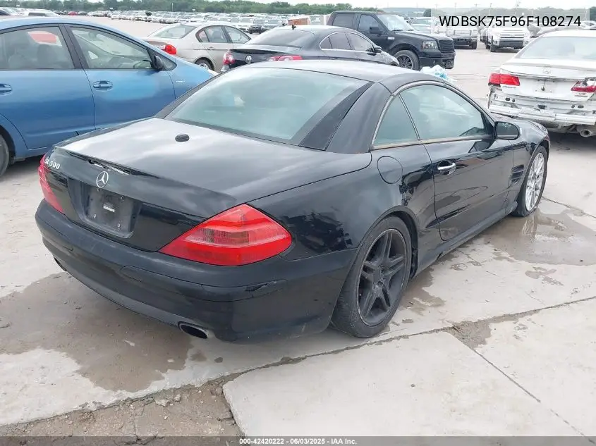 2006 Mercedes-Benz Sl 500 VIN: WDBSK75F96F108274 Lot: 42420222