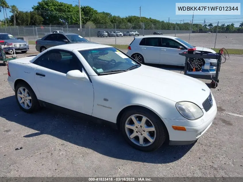 1998 Mercedes-Benz Slk 230 VIN: WDBKK47F1WF012344 Lot: 41833418