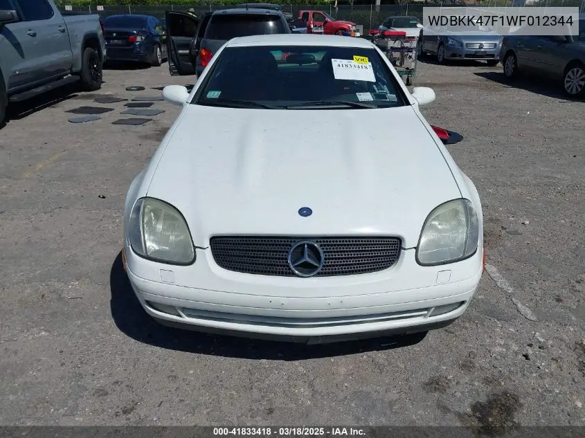 1998 Mercedes-Benz Slk 230 VIN: WDBKK47F1WF012344 Lot: 41833418