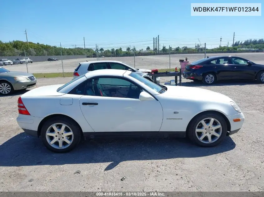 1998 Mercedes-Benz Slk 230 VIN: WDBKK47F1WF012344 Lot: 41833418