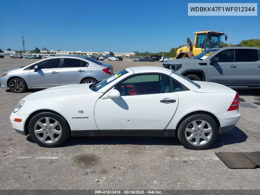 1998 Mercedes-Benz Slk 230 VIN: WDBKK47F1WF012344 Lot: 41833418