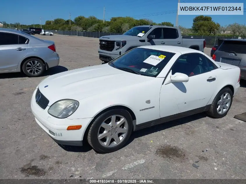1998 Mercedes-Benz Slk 230 VIN: WDBKK47F1WF012344 Lot: 41833418