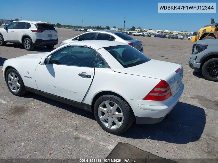 1998 Mercedes-Benz Slk 230 VIN: WDBKK47F1WF012344 Lot: 41833418