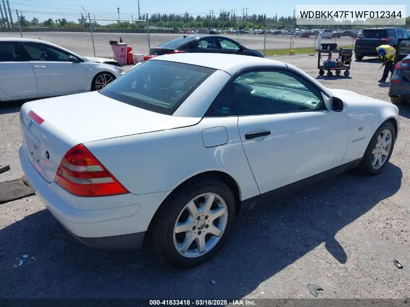 1998 Mercedes-Benz Slk 230 VIN: WDBKK47F1WF012344 Lot: 41833418