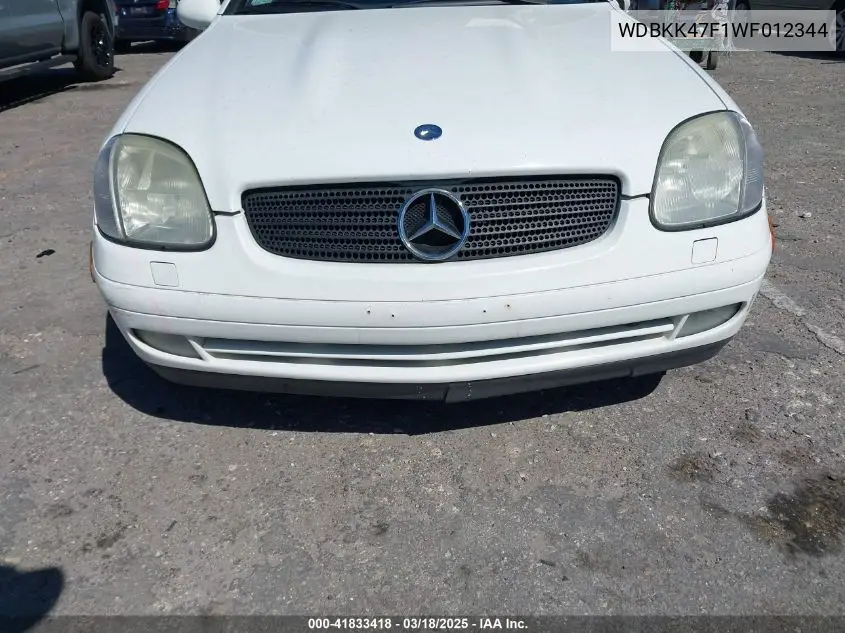 1998 Mercedes-Benz Slk 230 VIN: WDBKK47F1WF012344 Lot: 41833418