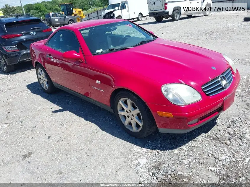 1998 Mercedes-Benz Slk 230 VIN: WDBKK47F7WF029925 Lot: 42287205