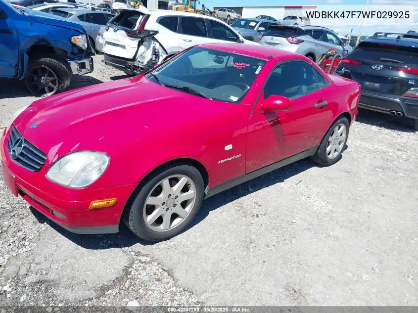 1998 Mercedes-Benz Slk 230 VIN: WDBKK47F7WF029925 Lot: 42287205