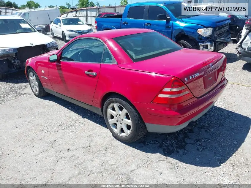 1998 Mercedes-Benz Slk 230 VIN: WDBKK47F7WF029925 Lot: 42287205