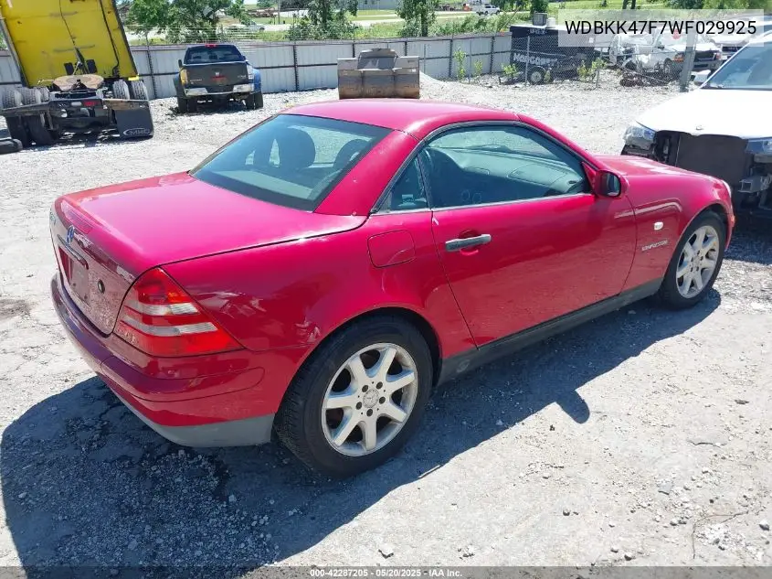 1998 Mercedes-Benz Slk 230 VIN: WDBKK47F7WF029925 Lot: 42287205
