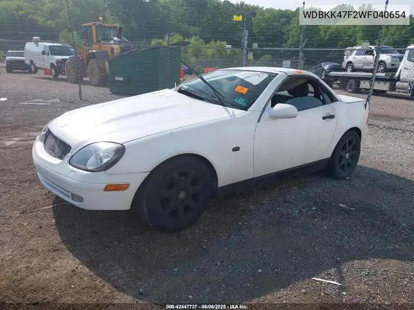 1998 Mercedes-Benz Slk 230 VIN: WDBKK47F2WF040654 Lot: 42447737