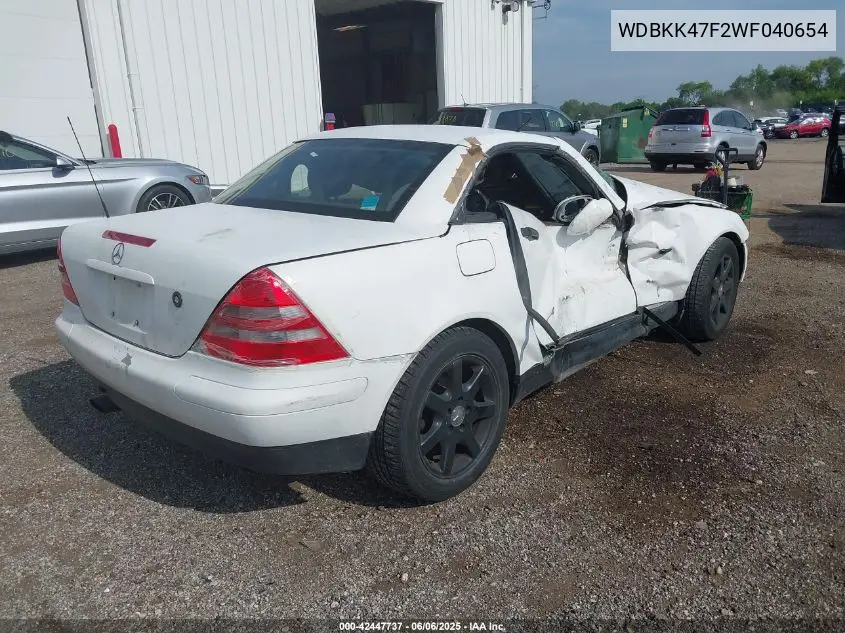 1998 Mercedes-Benz Slk 230 VIN: WDBKK47F2WF040654 Lot: 42447737