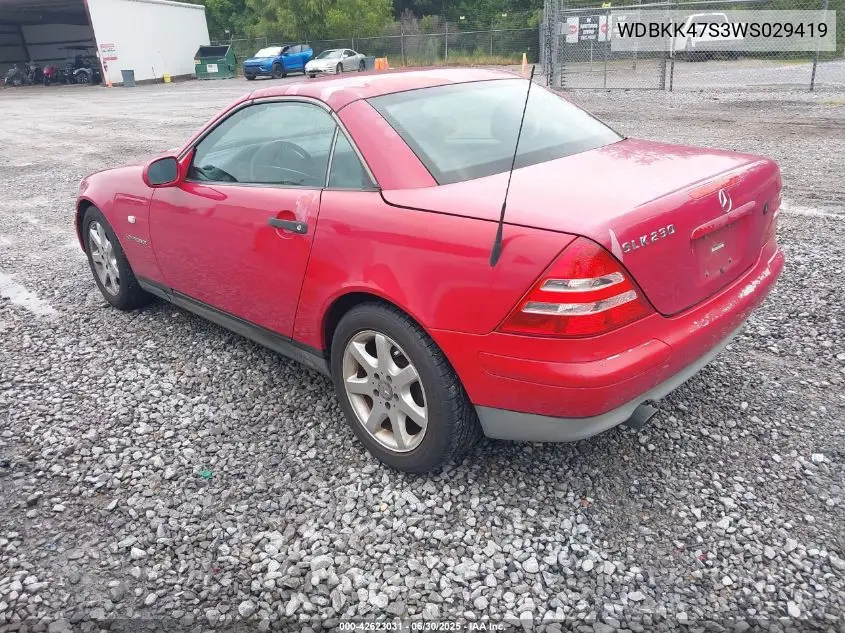 1998 Mercedes-Benz Slk-Class VIN: WDBKK47S3WS029419 Lot: 42623031