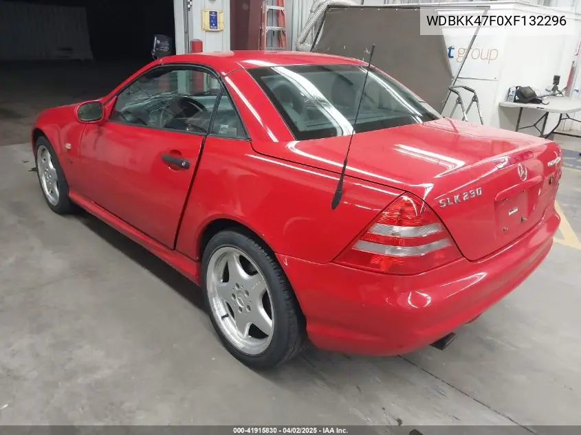1999 Mercedes-Benz Slk 230 Kompressor VIN: WDBKK47F0XF132296 Lot: 41915830