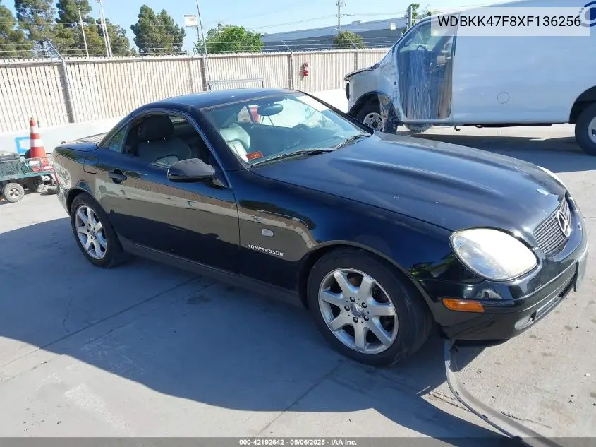 1999 Mercedes-Benz Slk 230 Kompressor VIN: WDBKK47F8XF136256 Lot: 42192642