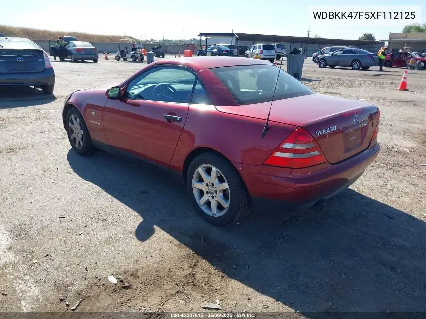 1999 Mercedes-Benz Slk 230 Kompressor VIN: WDBKK47F5XF112125 Lot: 42207615