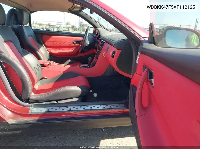 1999 Mercedes-Benz Slk 230 Kompressor VIN: WDBKK47F5XF112125 Lot: 42207615