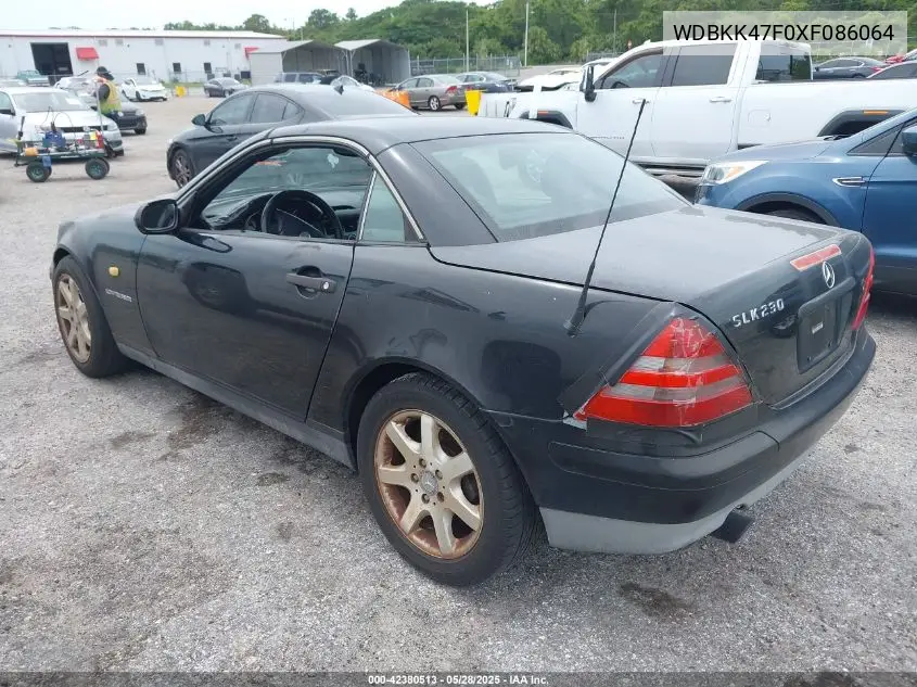 1999 Mercedes-Benz Slk 230 Kompressor VIN: WDBKK47F0XF086064 Lot: 42380513