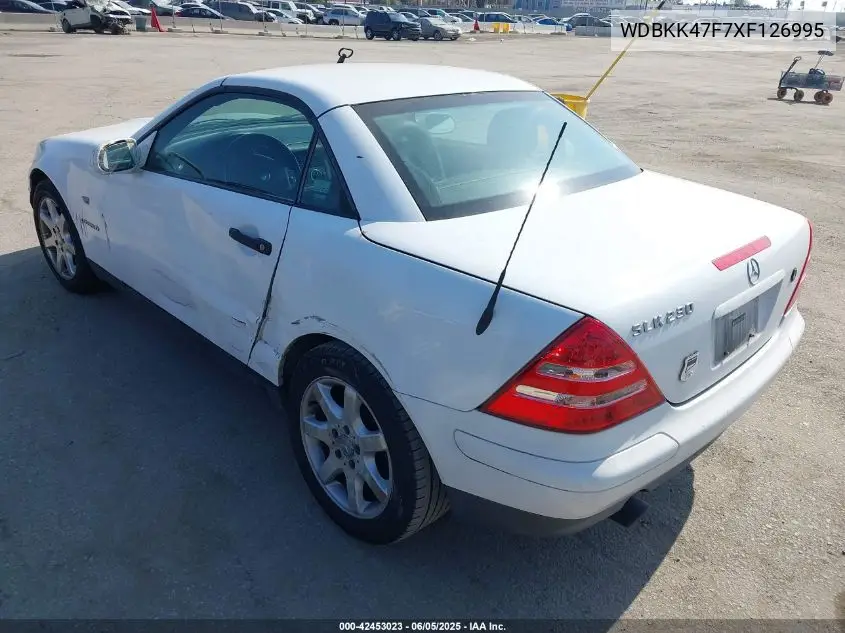1999 Mercedes-Benz Slk 230 Kompressor VIN: WDBKK47F7XF126995 Lot: 42453023