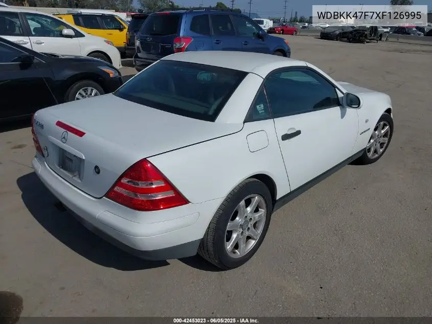 1999 Mercedes-Benz Slk 230 Kompressor VIN: WDBKK47F7XF126995 Lot: 42453023