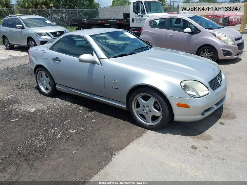 1999 Mercedes-Benz Slk 230 Kompressor VIN: WDBKK47F1XF133747 Lot: 42611194