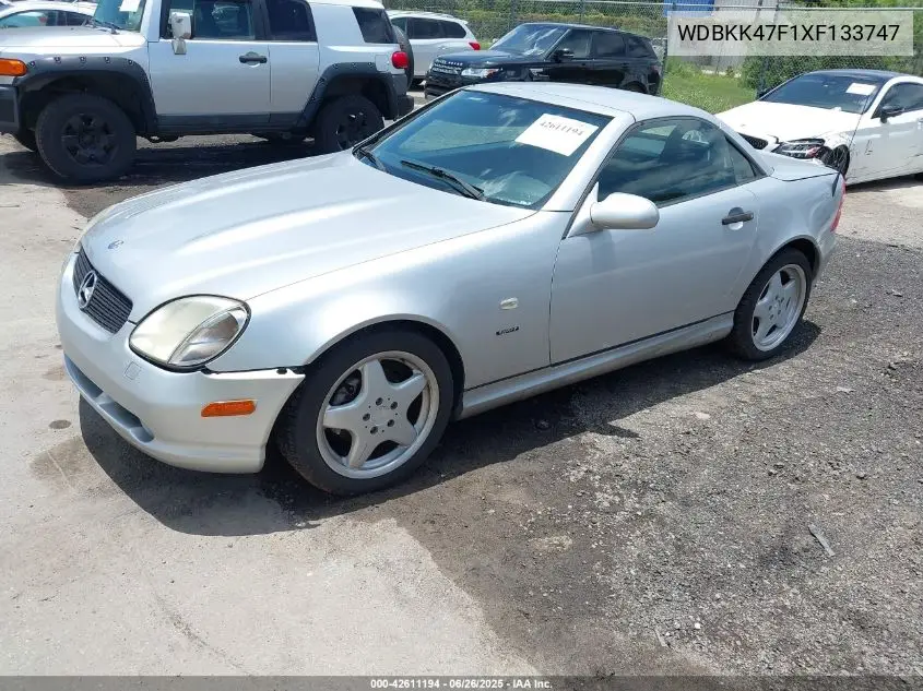 1999 Mercedes-Benz Slk 230 Kompressor VIN: WDBKK47F1XF133747 Lot: 42611194