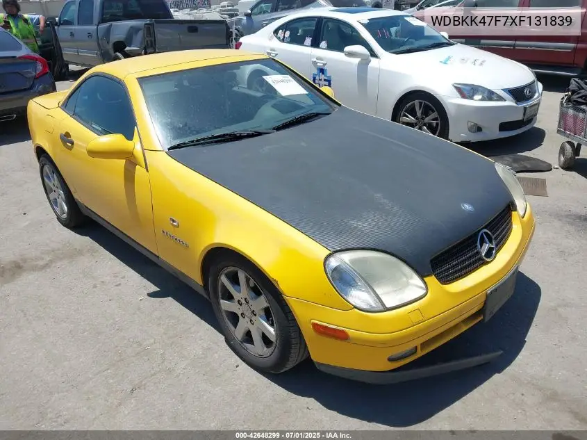 1999 Mercedes-Benz Slk 230 Kompressor VIN: WDBKK47F7XF131839 Lot: 42648299