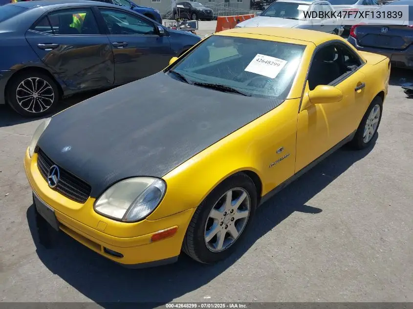 1999 Mercedes-Benz Slk 230 Kompressor VIN: WDBKK47F7XF131839 Lot: 42648299