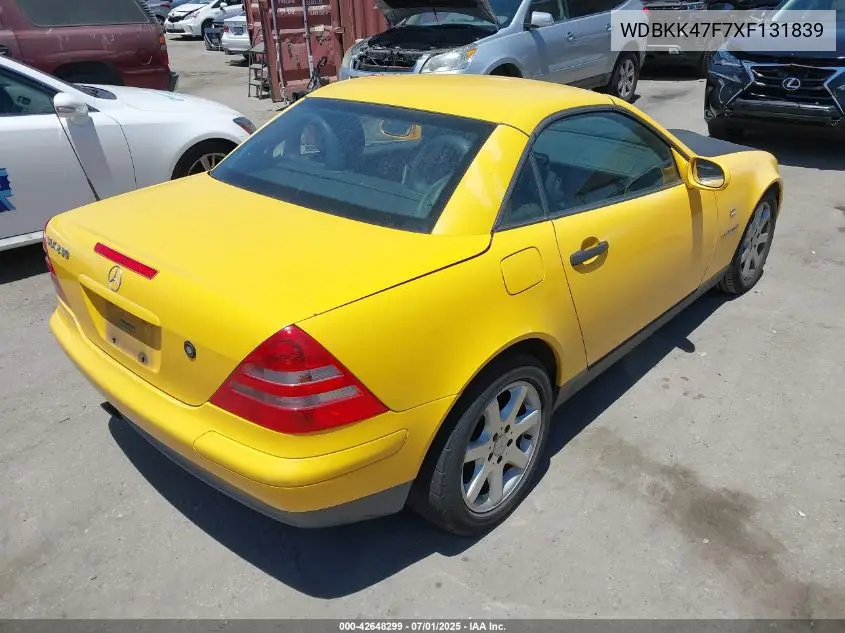 1999 Mercedes-Benz Slk 230 Kompressor VIN: WDBKK47F7XF131839 Lot: 42648299