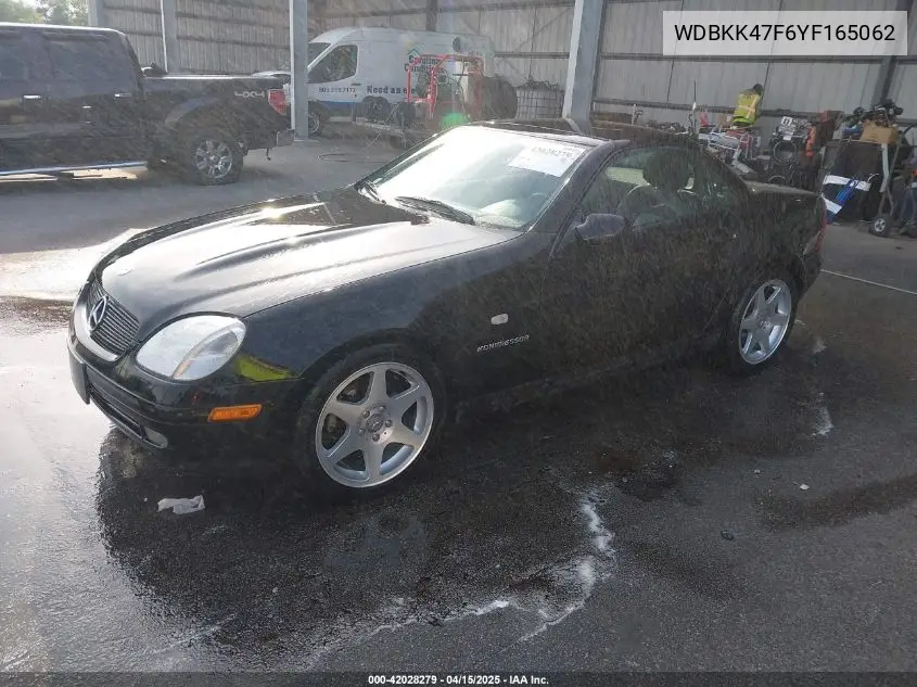 2000 Mercedes-Benz Slk 230 Kompressor VIN: WDBKK47F6YF165062 Lot: 42028279