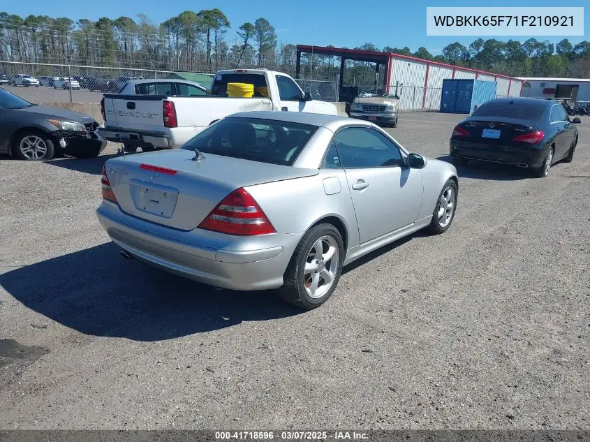 2001 Mercedes-Benz Slk 320 VIN: WDBKK65F71F210921 Lot: 41718596