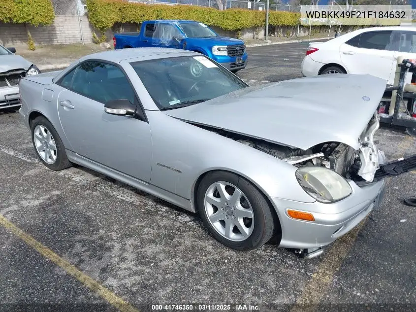 2001 Mercedes-Benz Slk 230 Kompressor VIN: WDBKK49F21F184632 Lot: 41746350