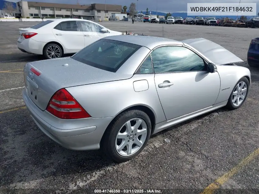 2001 Mercedes-Benz Slk 230 Kompressor VIN: WDBKK49F21F184632 Lot: 41746350