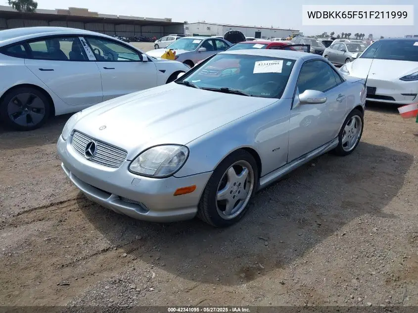 2001 Mercedes-Benz Slk 320 VIN: WDBKK65F51F211999 Lot: 42341095